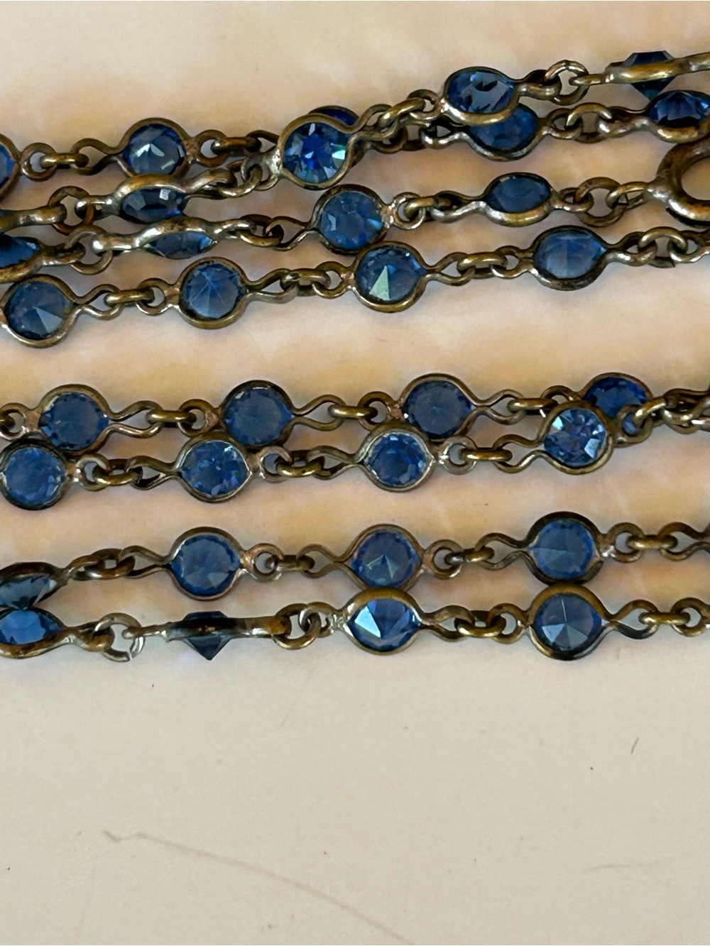 Art Deco French Paste Sterling Silver Flapper Necklace